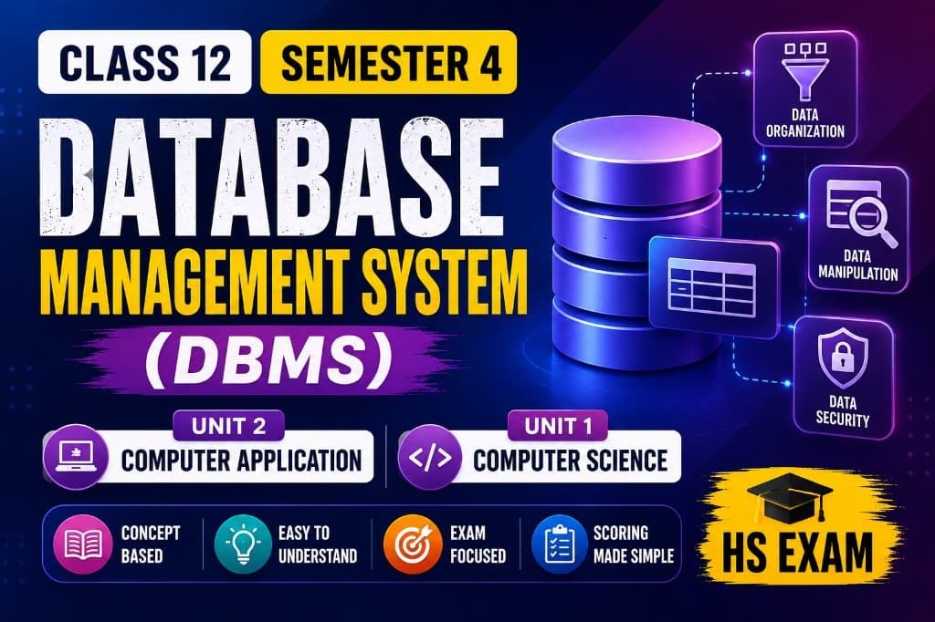 Database Management System (DBMS) || Class 12 Semester 4 || Unit 2 || Computer Application || Unit 1 || Computer Science || HS 2027
