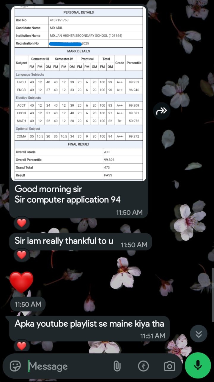 Student feedback message 5