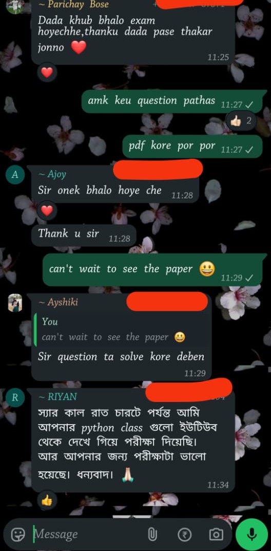 Student feedback message 11