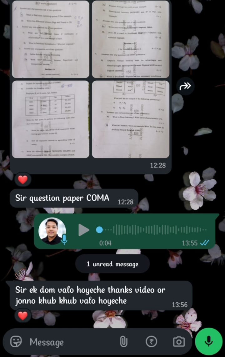 Student feedback message 16