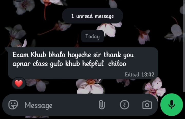 Student feedback message 18