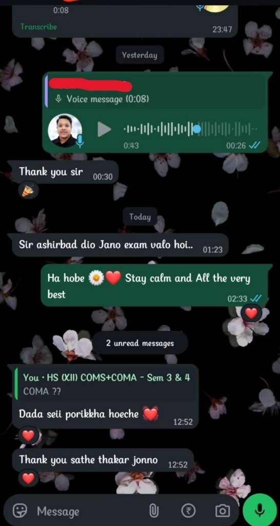 Student feedback message 19