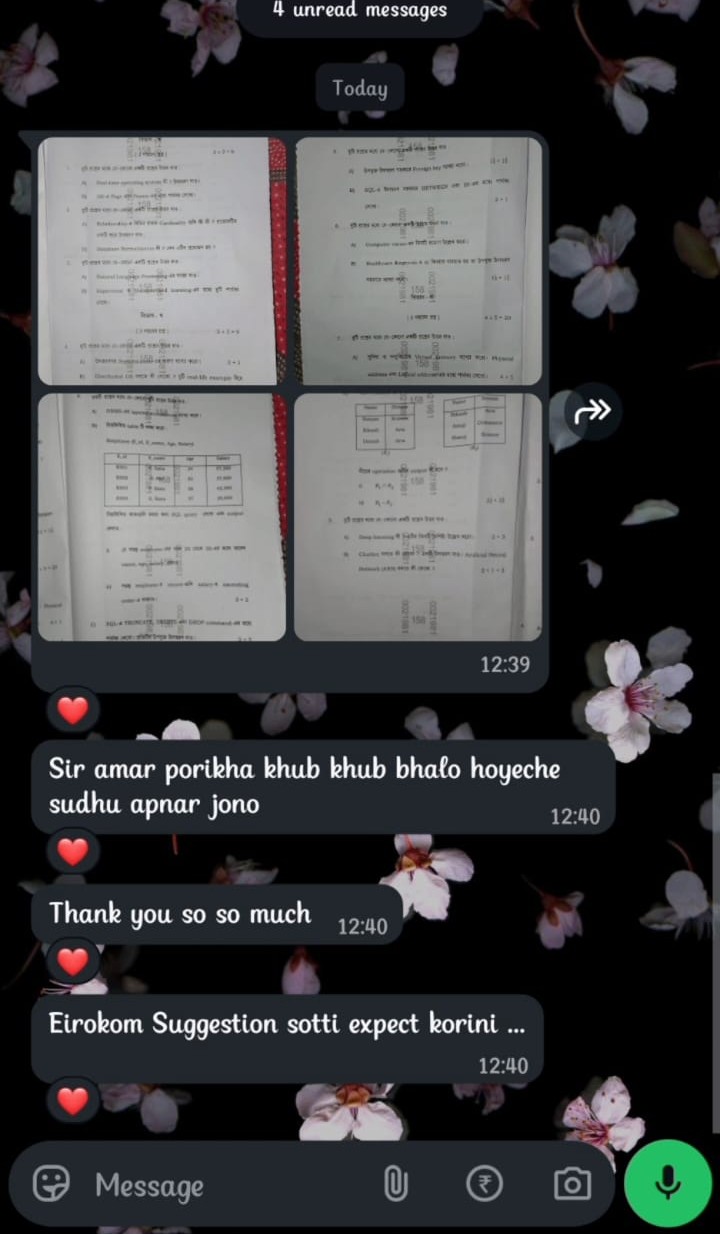 Student feedback message 29